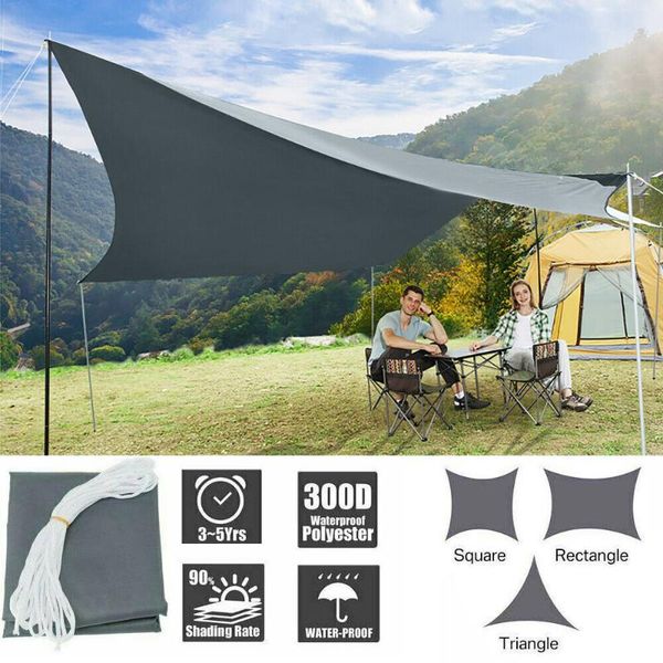 

1set outdoor solid color shade sail patio sunscreen oxford cloth awning with nylon rope sun canopy 98% uv block waterproof