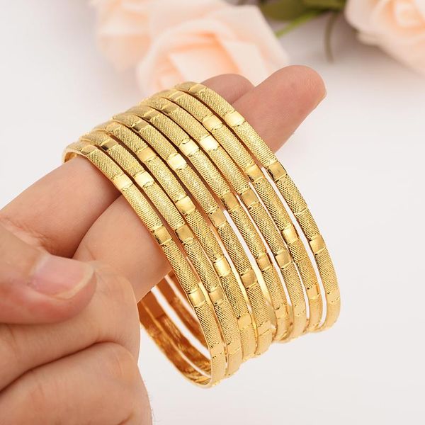 BANGGLE 4 pezzi Dubai India Gold Bangles Women Men Braccialetti Africano Etiopia Europea GIURNI per bambini Gioielle