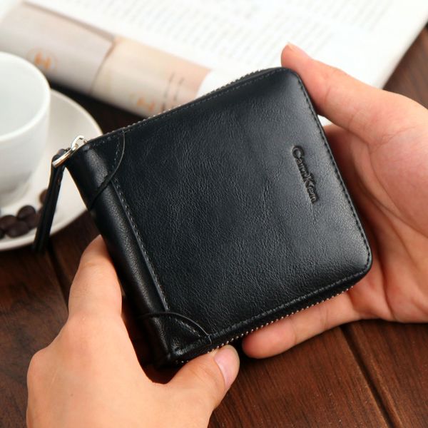 

new casual style zipper men wallets card holder small wallet male synthetic leather man purse coin purse mens carteira