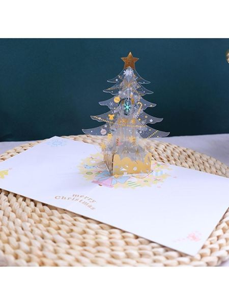 

greeting cards 3d -up christmas tree castle happy birthday postcards invitations with envelope