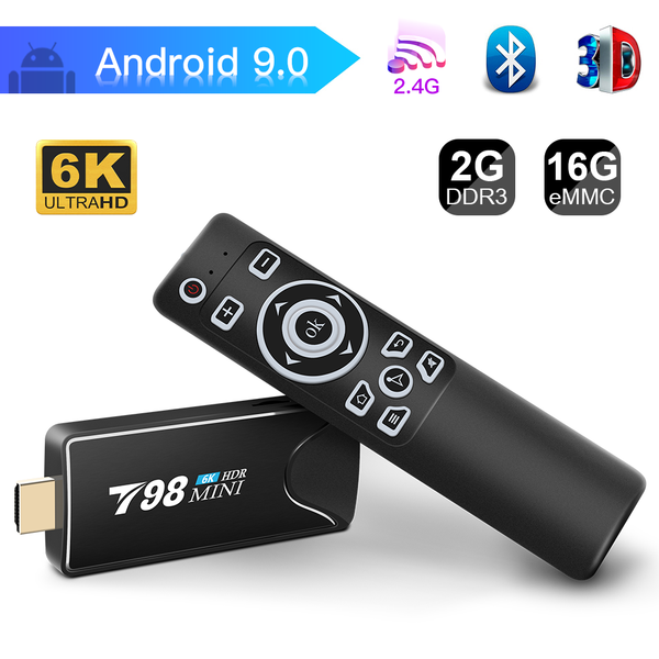 

limited promotion tv stick 6k t98 mini smart box android 9.0 2gb 16gb h6 quad-core 2.4g wifi im google play store