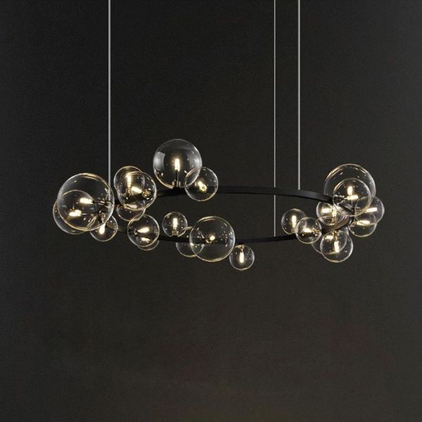 

pendant lamps modern simple magic bean transparent glass ball bubble living room chandelier led g4 lighting bedroom dining lamp