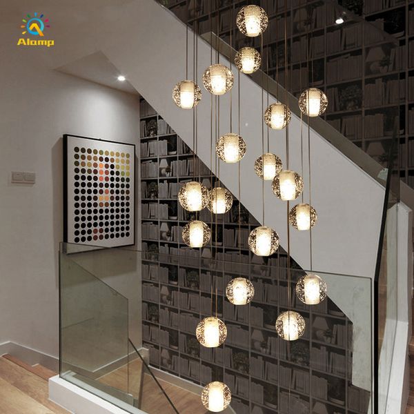 

led crystal glass ball chandelier lamp meteor rain ceiling light dimmable bulbs staircase l restaurant dinning room pendant lights