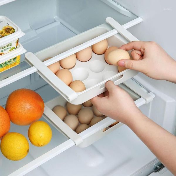 

storage bottles & jars 12 grids drawer type refrigerator organizer plastic egg box basket holder space save