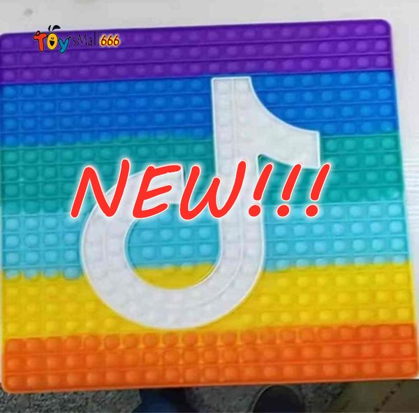 

giant 40*40cm square fidget toys puzzle push bubble board kids jumbo sensory tiktok logo silicone decompression stress reliever toys