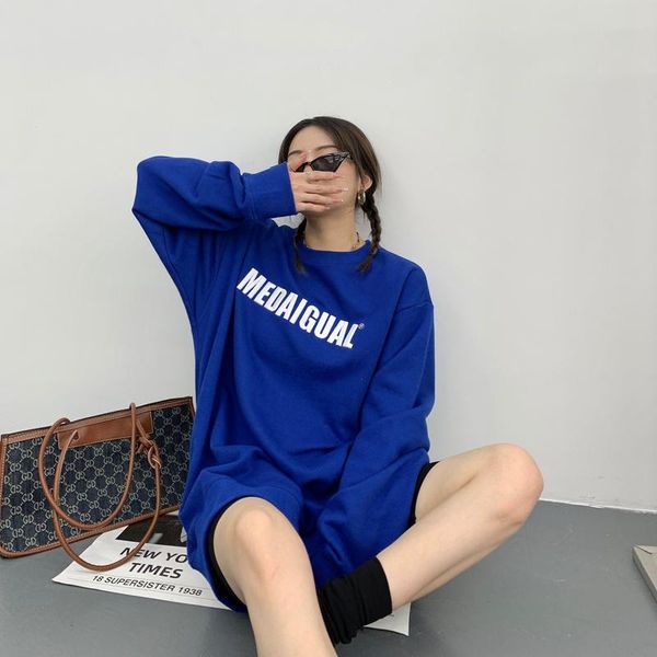 

women's hoodies & sweatshirts female 2021 sweatshirt letter spring autumn casual pullover all-match o-neck long-sleeved hanbok, Black
