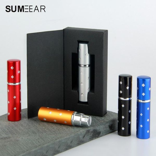 

storage bottles & jars 50pieces/lot 5ml aluminum spray perfume bottle with cosmetic packing box atomizer nozzle for gift