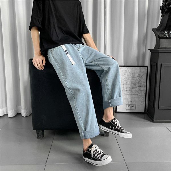 

2021 new masculinas soltas perna larga na moda estilo coreano all-match harajuku novo slido simples ulzzang calas de brim 5as7, Blue