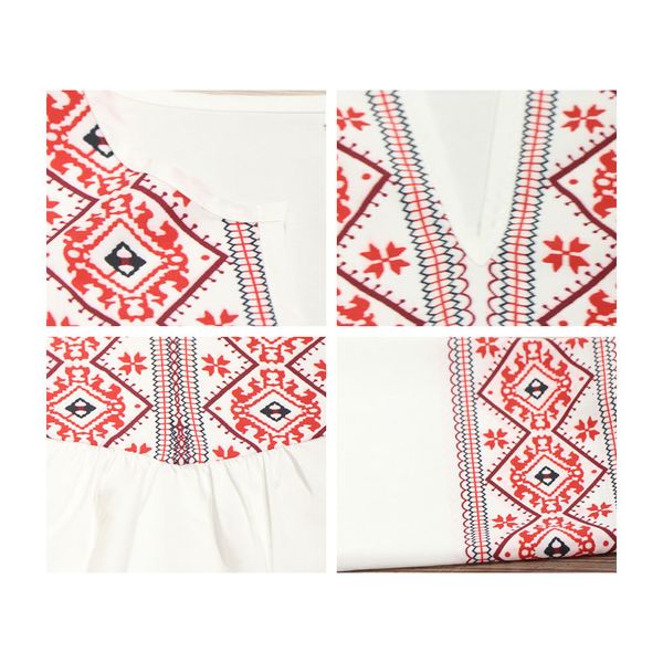 

new 2021 vintgae indie folk style summer shirt women boho half sleeve v neck loose blouse casual beach travel outwear d6va, White