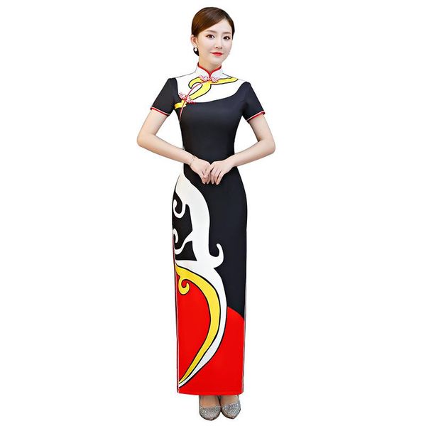 

ethnic clothing plus size 4xl 5xl black chinese vintage printed lady qipao fashion handmade button cheongsam novelty formal dress, Red