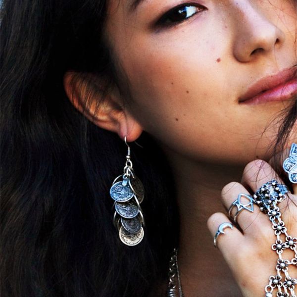 

jewelry exaggeration personality female coin tassel earrings b1095, Silver