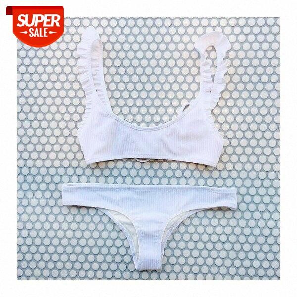 

bathing suits bikini ruffled bandage 927 #hk5x, White;black