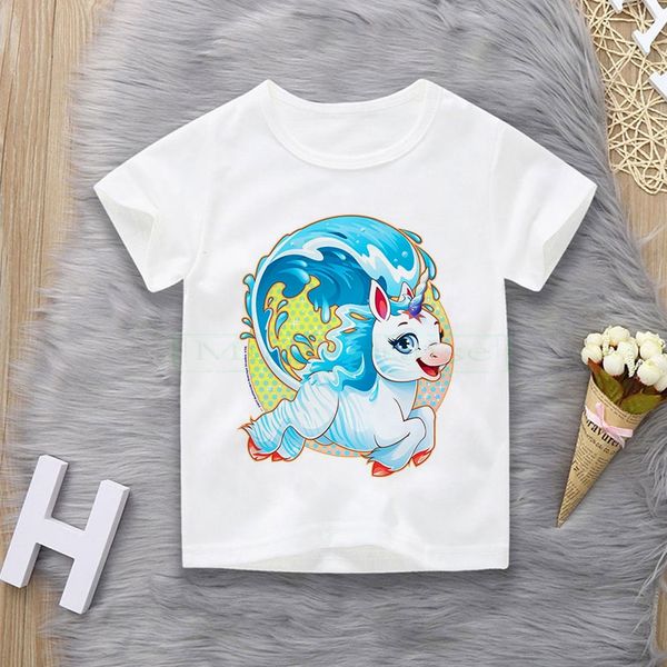 

baby girl unicorn t-shirt baby girl t-shirt big girls tee shirts children girl 4-12 years summer short sleeves cotton tees, Blue