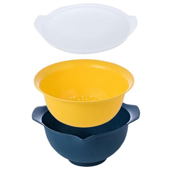 

storage bottles & jars double-layer drain basket kitchen vegetable fruit with cover (dark green)