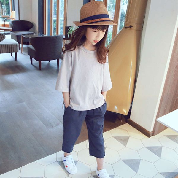 

summer harlan and new girls' jeans korean spring capris middle school kids' suspenders trendy children's wear