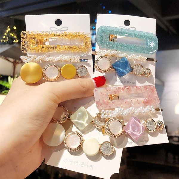 

hair accessories 3pcs/set fashion clips for women vintage acrylic sequin bb barrette girl imitation pearl hairpins jewelry