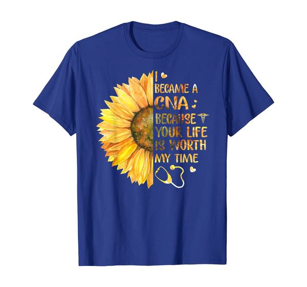 

i became a cna because your life is worth my time tshirt, White;black