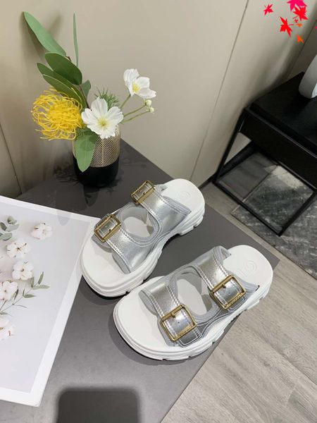 

2021 slipper designer slide summer sandals fashion women beach indoor flat flip flops leather luxurys shoes womens slippers high heels with, Black