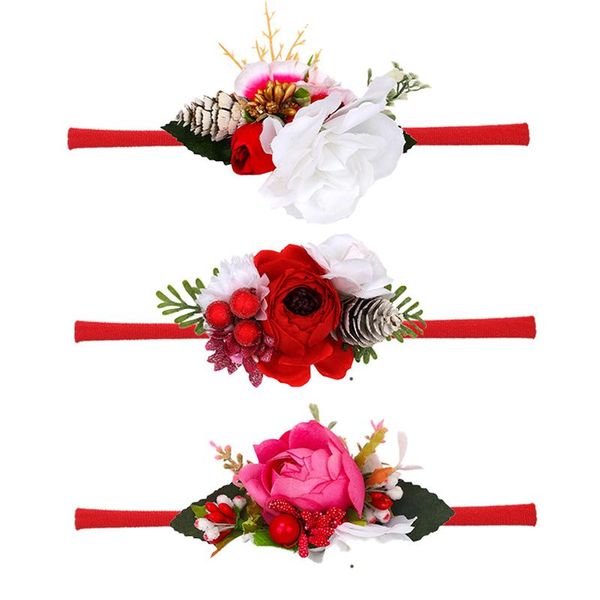 

hair accessories children's christmas headbands strap elastic girl born bow tiara turban bandage headwear headwrap gift, Slivery;white