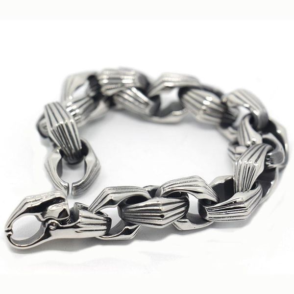 

link, chain 2021 jewelry mens bracelets & bangles 22.5cm length stainless steel wrist band hand gift, Black