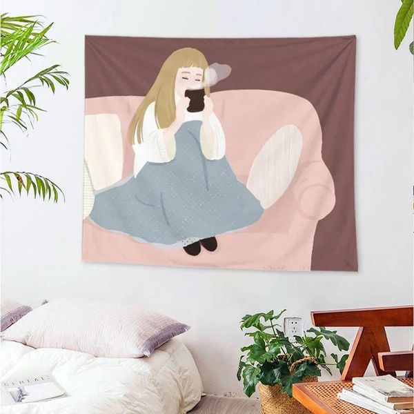 

tapestries ins girls tapestry sweet pink girl boho decor hippie wall hanging blanket table cloth mat home dorm room