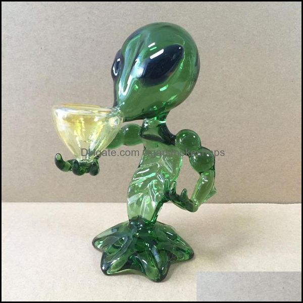 Fumando canos de fumantes de solas dom￩sticas Garden Home Garden Alien Glass Pipe ￡gua