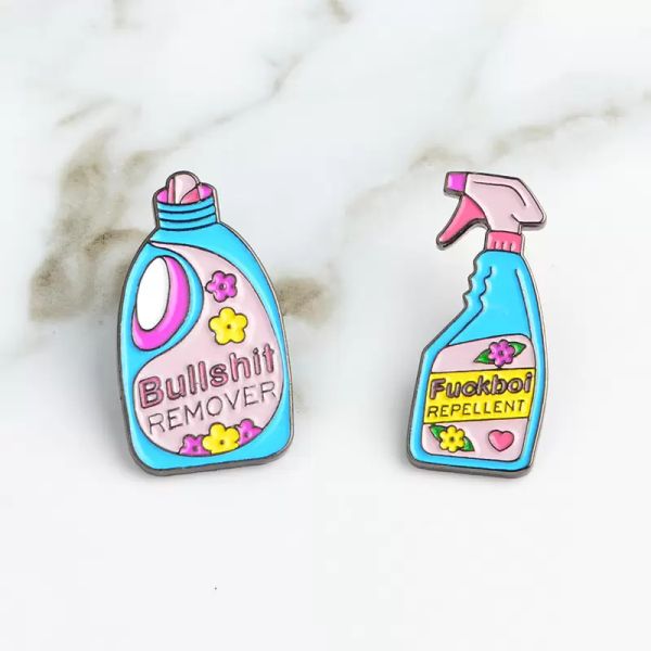

miss zoe cartoon detergent remove repellent style enamel pins badge denim jacket jewelry gifts brooches for women men c3, Gray
