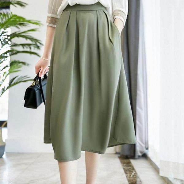 

skirts elegant japanese cool and breathable elastic waist skirt[delivery within 12 days], Black