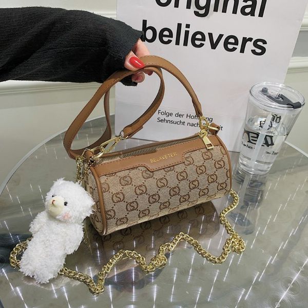

new women's bag boston small cylinder pillow fashion printed single shoulder messenger bag style leisure simple purse sale