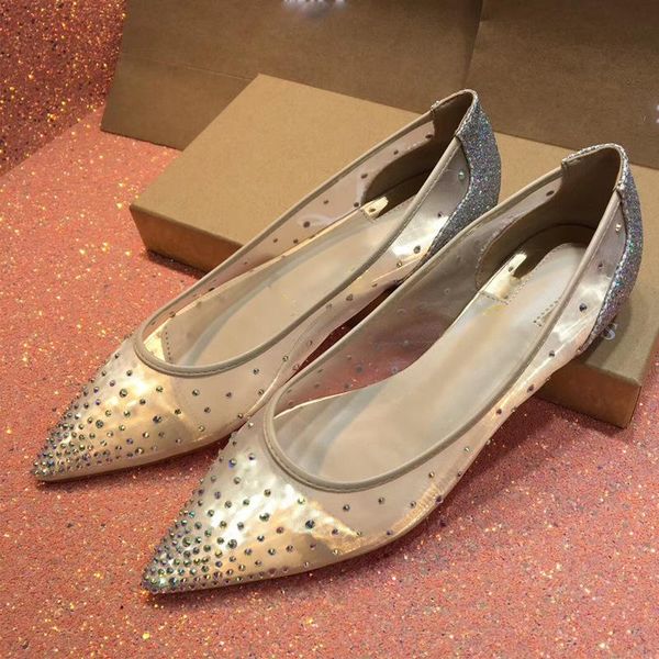 

dress shoes 2021 fashion brand breathable pointed toe wedding stiletto heels women's mesh gauze flashing diamond party high, Black