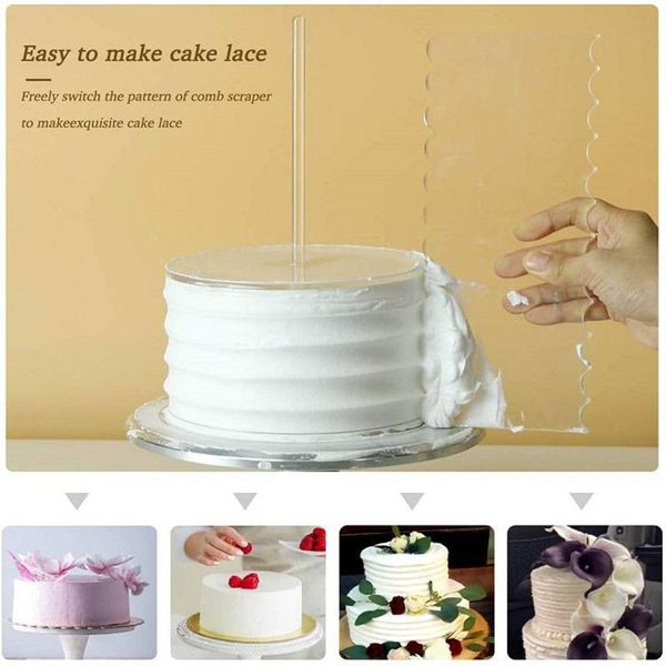 

baking & pastry tools 11pcs transparent acrylic cream scraper cake spatulas and round support pan set spatula fondant