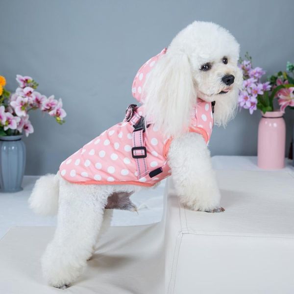 

dog apparel autumn winter pet cotton clothing ski suit chest back integrated vest with traction rope