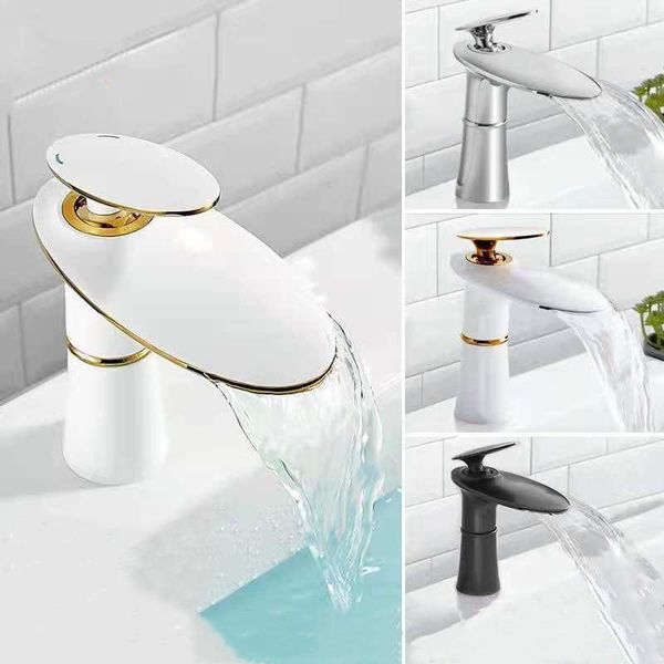 

bathroom sink faucets black waterfall faucet single hole basin brass mixer tap1