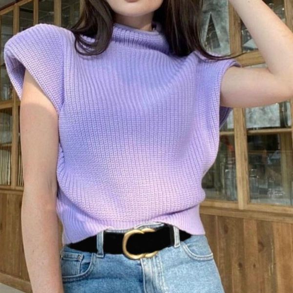 

women's sweaters 2021 solid lady turtleneck knitted sleeveless fashion women autumn winter o-neck black white warm pullovers g2105, White;black
