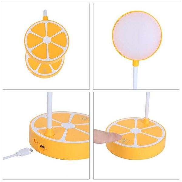 

table lamps led fruit orange shape eye protection light touch three reading dimming night home office desk decoration