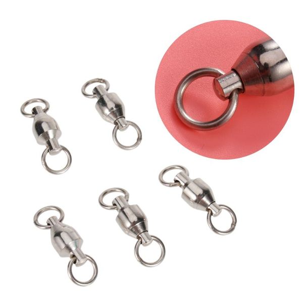 

100pcs fishing bearing swivels with ring - size 10 (silver)