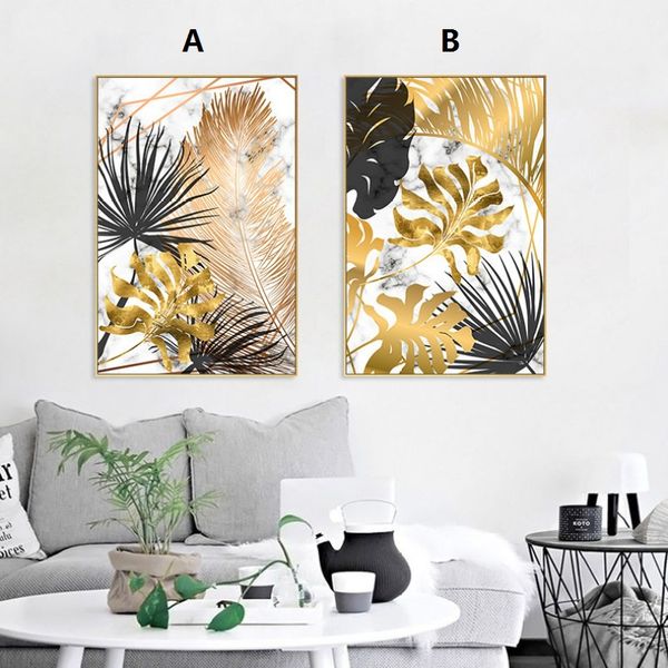 

unframed golden plant leaves nordic abstract decorative painting