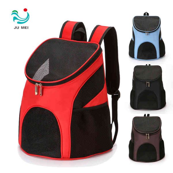 

pet bag foldable portable cat chest dog breathable backpack, Black;red