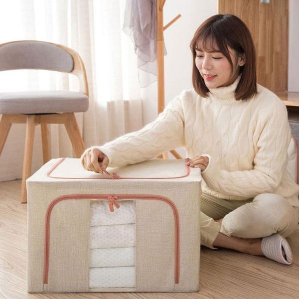 

organizer clothes storage box closet quilt space saving home folding steel framework wardrobe zipper sweater large capacity