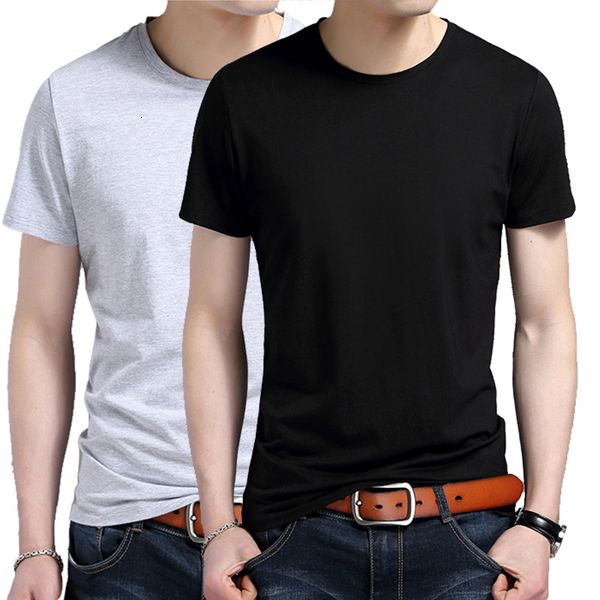 

men's t shirts summer white short t-shirt solid round neck v-neck half sleeve combed cotton large size fattening, White;black
