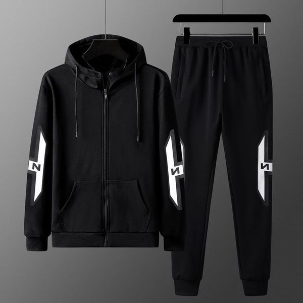 

boutique thickened winter new style sweater suit men's sports suit casual versatile long sleeve sweater pants two piece set, Gray