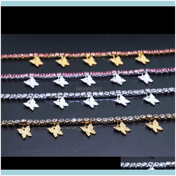 Charm Armbänder Sparking Fly Iced Out Kristall Pave Gold Strass Charms Schmetterling Armband Frauen Modeschmuck Drop Lieferung 2021 R9Jl6