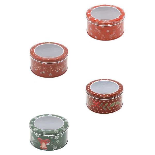 

gift wrap 4pcs christmas round tin boxes food grade cartoon party favor