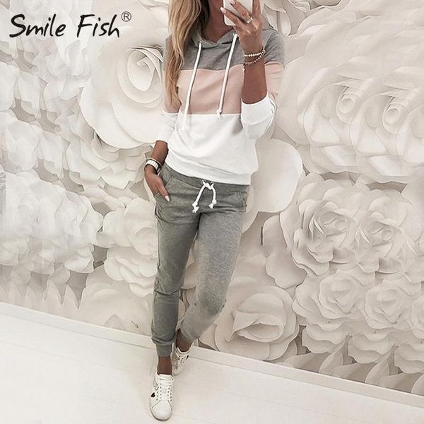 

two piece dress casual sweat suits patchwork hoodie pants hooded pieces women's tracksuits sets autumn winter femme sweatsuits outfits, White