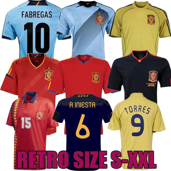 

final 1994 1996 2008 2010 2012 spain retro soccer jersey fabregas xavi luis ensrique xavi alonso iniesta pique torres football shirt, Black;yellow