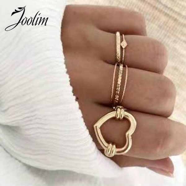 

cluster rings joolim gold finish love heart linellae stainless steel 2021 jewelry, Golden;silver