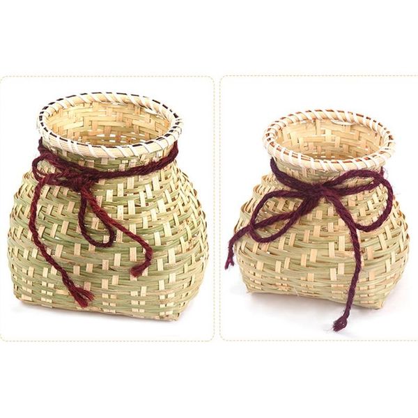 

natural bamboo weaving storage basket wicker container for snack candy small flower pot rattan decoration