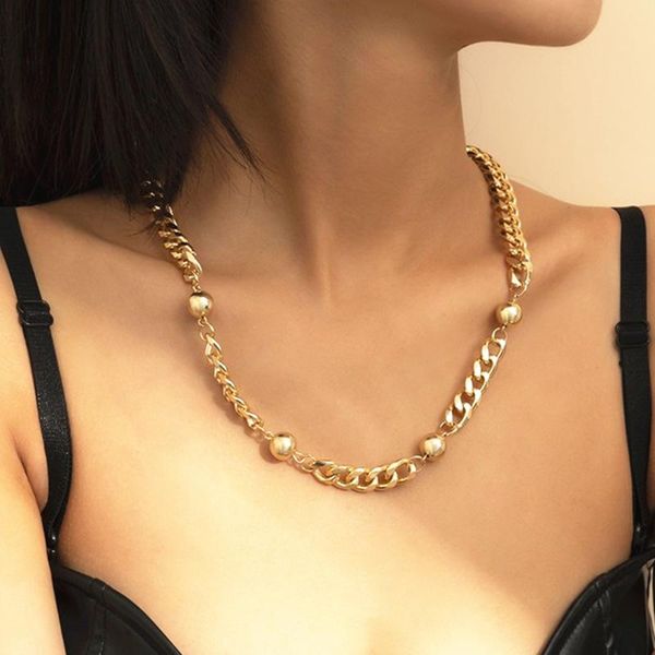 

chokers mwsonya 2021 tend retro fashion round bead necklace for women simple ladies party banquet jewelry gifts, Golden;silver