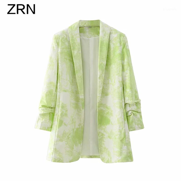 

women's blazers casual green tie-dyed women vintage female suit jackets 2021 autumn ol blazer ladies outwear suits &, White;black