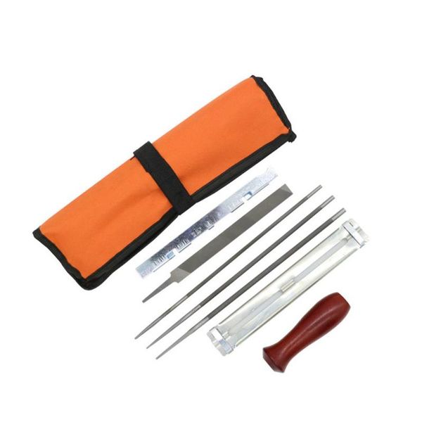 

craft tools 8pcs professional chainsaw chain sharpening kit tool set hardwood handle + round/flat file guide bar sharpener